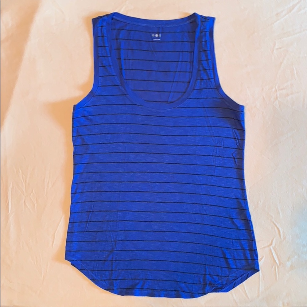 Three Dot royal blue with thin black stripe tank